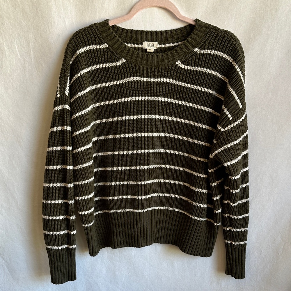 a.n.a (A New Approach) green and cream striped sweater, size XXL